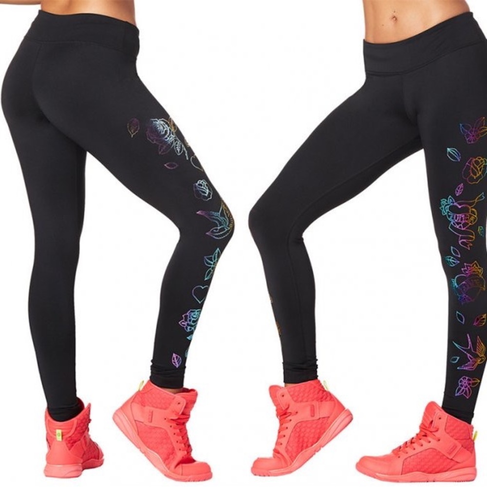 Zumba Celebrate Love Metallic Ankle Leggings Size M